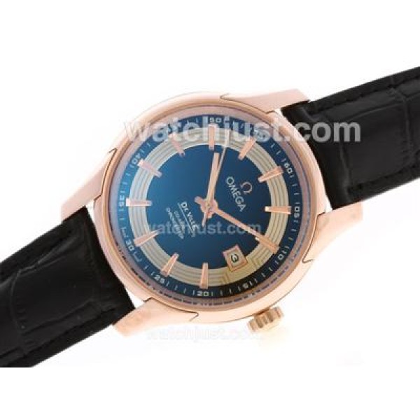 Omega Hour Vision See Thru Case Automatic Rose Gold Case with Black Dial