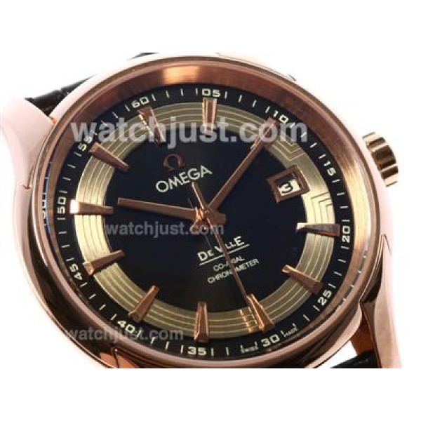 Omega Hour Vision See Thru Case Automatic Rose Gold Case with Black Dial