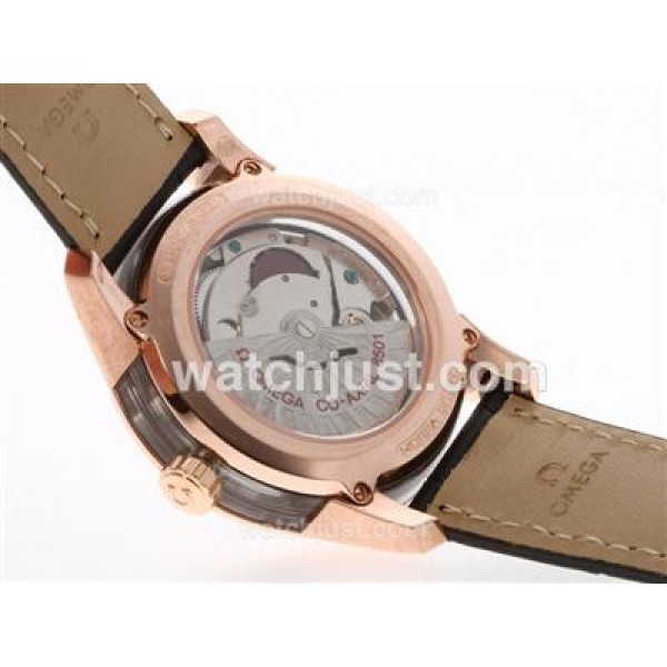 Omega Hour Vision See Thru Case Automatic Rose Gold Case with Black Dial