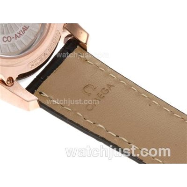 Omega Hour Vision See Thru Case Automatic Rose Gold Case with Black Dial