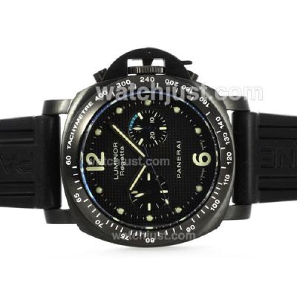 Panerai Luminor Regatta Chronograph Lemania Movement PVD Case with Rubber Strap
