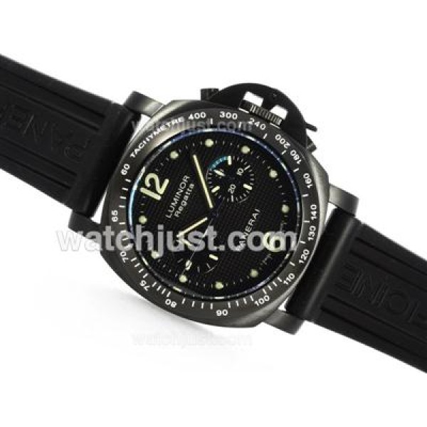 Panerai Luminor Regatta Chronograph Lemania Movement PVD Case with Rubber Strap