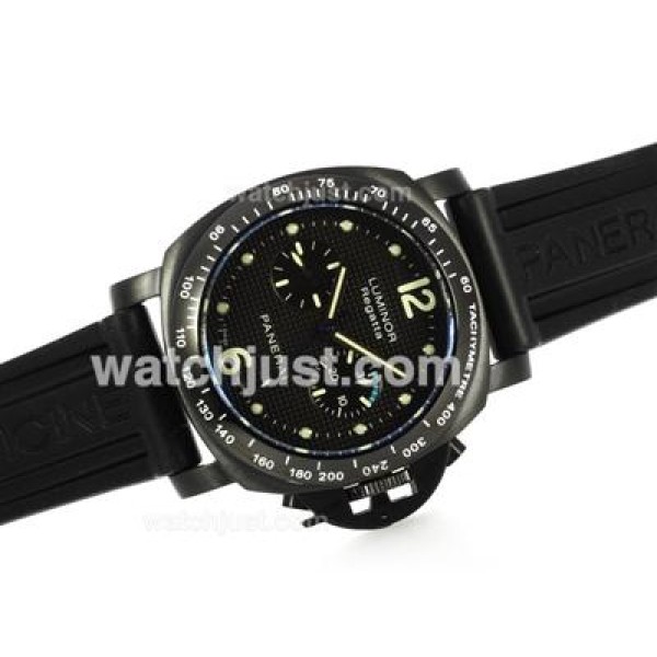 Panerai Luminor Regatta Chronograph Lemania Movement PVD Case with Rubber Strap