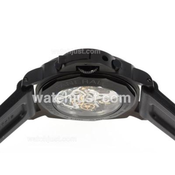 Panerai Luminor Regatta Chronograph Lemania Movement PVD Case with Rubber Strap