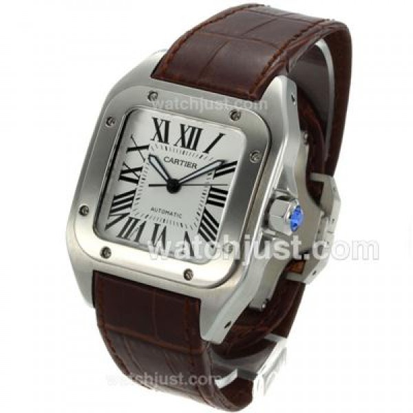Cartier Santos 100 Swiss ETA 2836 Movement with Brown Strap-41.5MM Updated Version