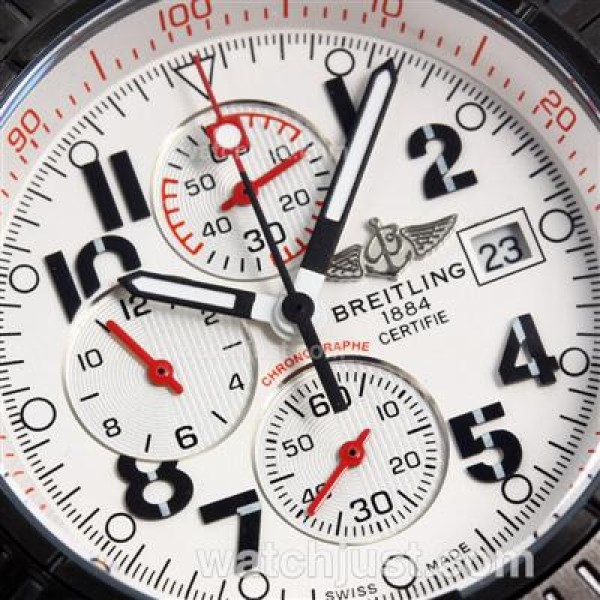 Breitling Super Avenger Working Chronograph Full PVD with White Dial