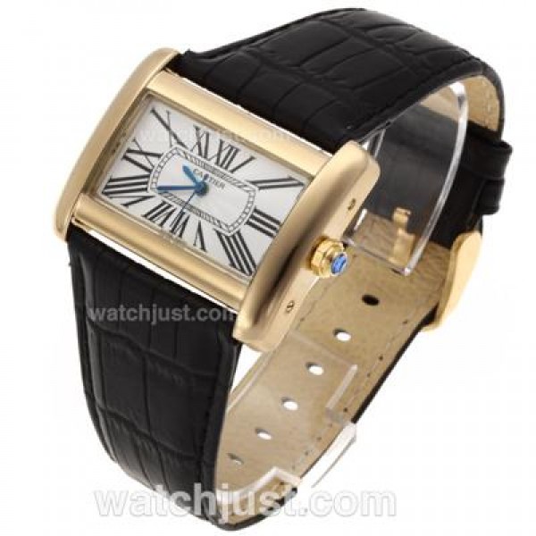 Cartier Classic Gold Case with White Dial-Couple Watch
