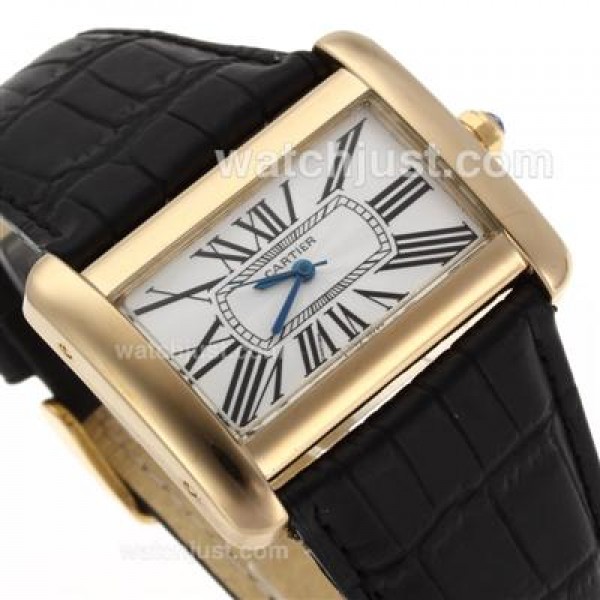 Cartier Classic Gold Case with White Dial-Couple Watch