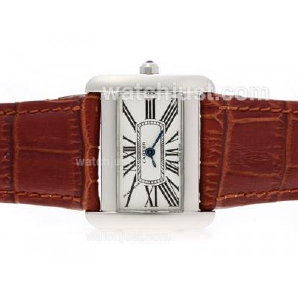 Cartier Classic with White Dial-Leather Strap