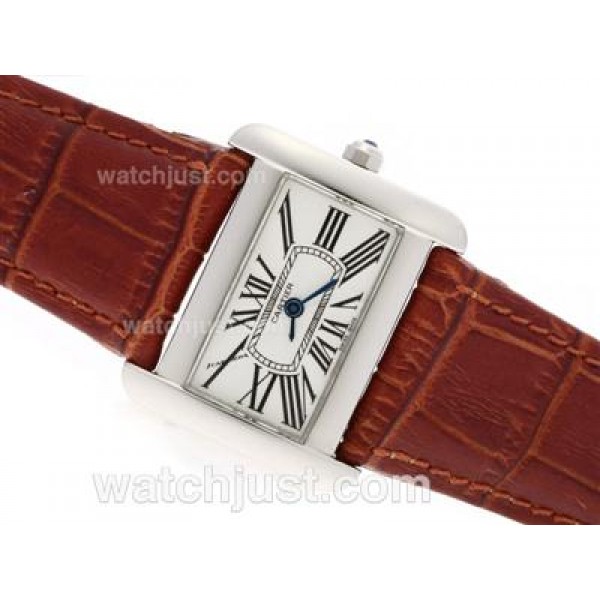 Cartier Classic with White Dial-Leather Strap