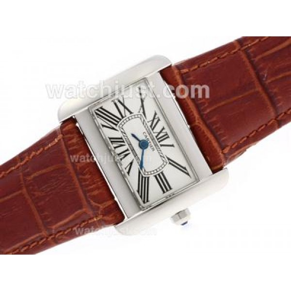 Cartier Classic with White Dial-Leather Strap