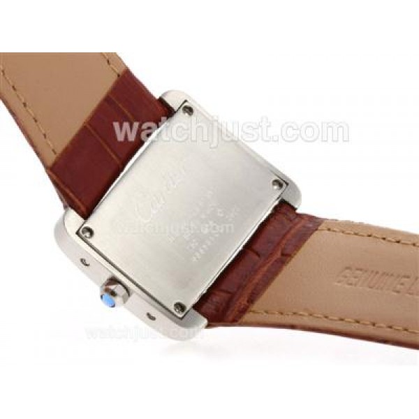 Cartier Classic with White Dial-Leather Strap
