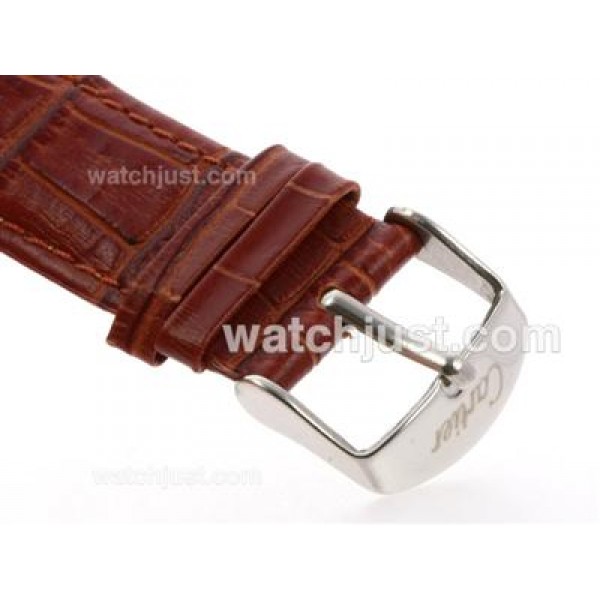 Cartier Classic with White Dial-Leather Strap