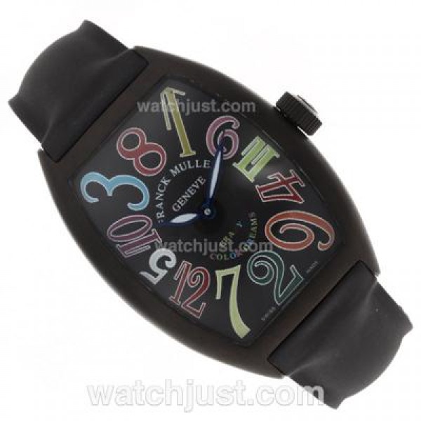 Franck Muller Crazy Hours Automatic PVD Case with Black Dial-Rubber Strap