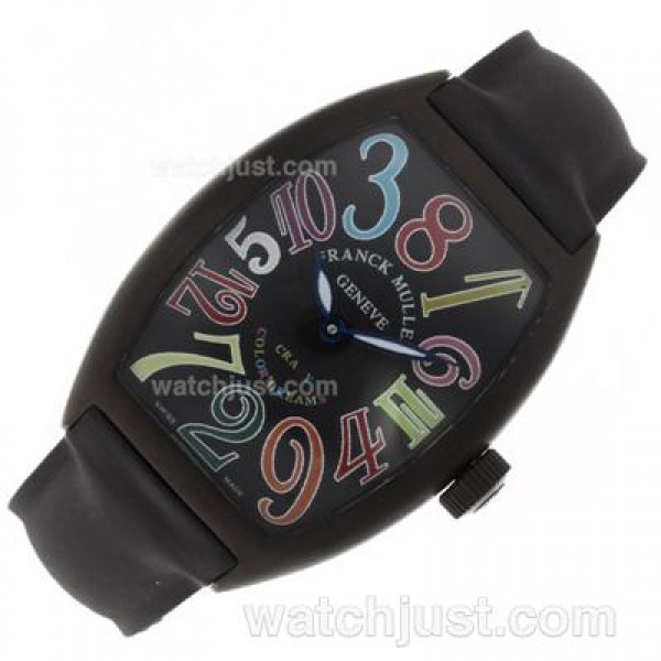 Franck Muller Crazy Hours Automatic PVD Case with Black Dial-Rubber Strap