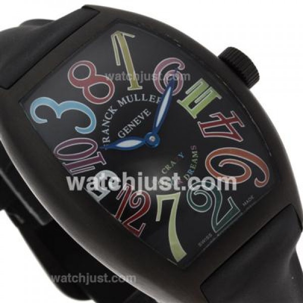 Franck Muller Crazy Hours Automatic PVD Case with Black Dial-Rubber Strap