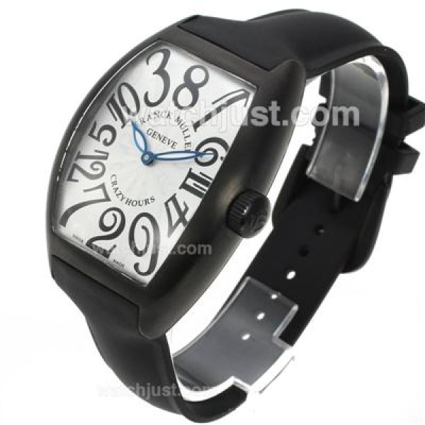 Franck Muller Crazy Hours Automatic PVD Case with White Dial-Rubber Strap