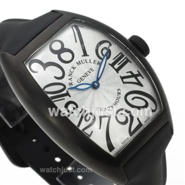 Franck Muller Crazy Hours Automatic PVD Case with White Dial-Rubber Strap