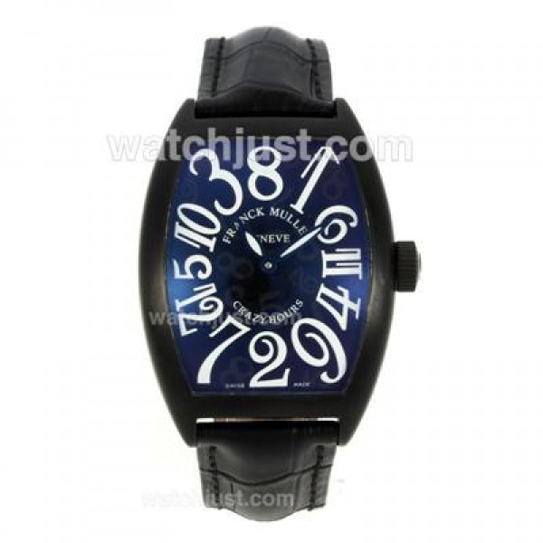 Franck Muller Crazy Hours Automatic PVD Case with Black Dial-Leather Strap