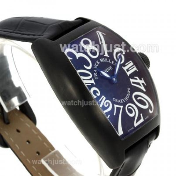 Franck Muller Crazy Hours Automatic PVD Case with Black Dial-Leather Strap
