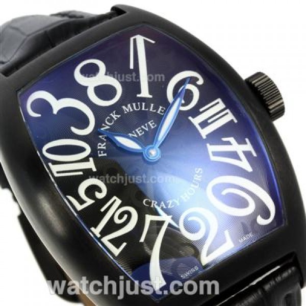 Franck Muller Crazy Hours Automatic PVD Case with Black Dial-Leather Strap