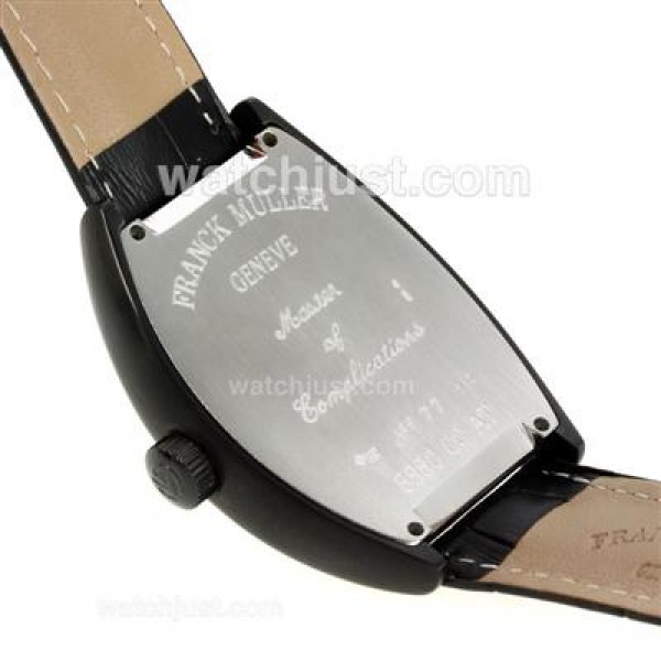 Franck Muller Crazy Hours Automatic PVD Case with Black Dial-Leather Strap