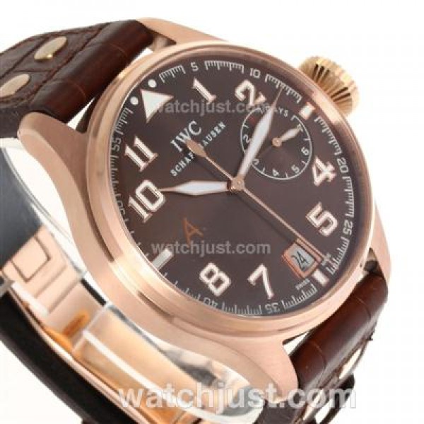 IWC Big Pilot Power Reserve Automatic Rose Gold Case with Brown Dial-Leather Strap