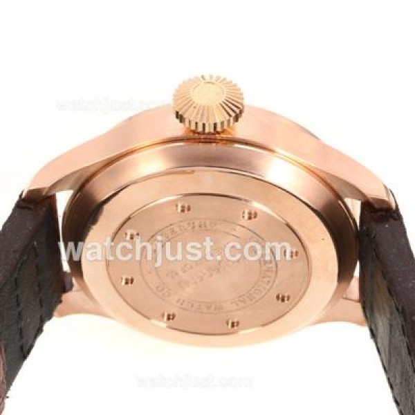 IWC Big Pilot Power Reserve Automatic Rose Gold Case with Brown Dial-Leather Strap