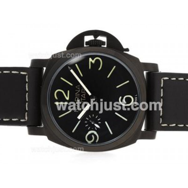Panerai Marina Militare Unitas 6497 Movment Swan Neck PVD Case with Black Dial