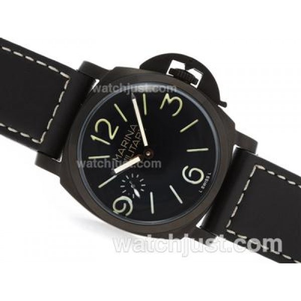 Panerai Marina Militare Unitas 6497 Movment Swan Neck PVD Case with Black Dial