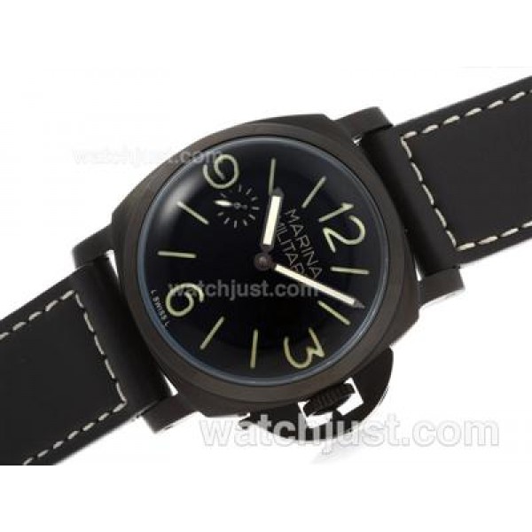Panerai Marina Militare Unitas 6497 Movment Swan Neck PVD Case with Black Dial