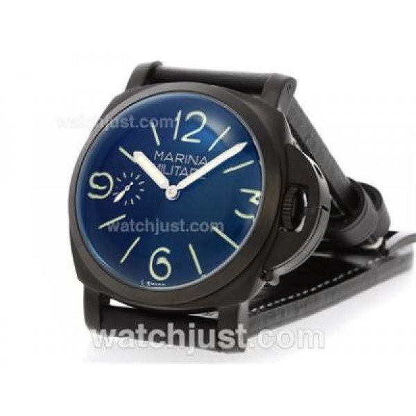 Panerai Marina Militare Unitas 6497 Movment Swan Neck PVD Case with Black Dial