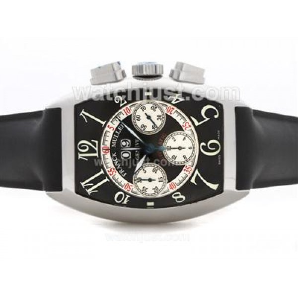 Franck Muller Casablanca Chronograph Swiss Valjoux 7750 Movement with Black Dial-Rubber Strap