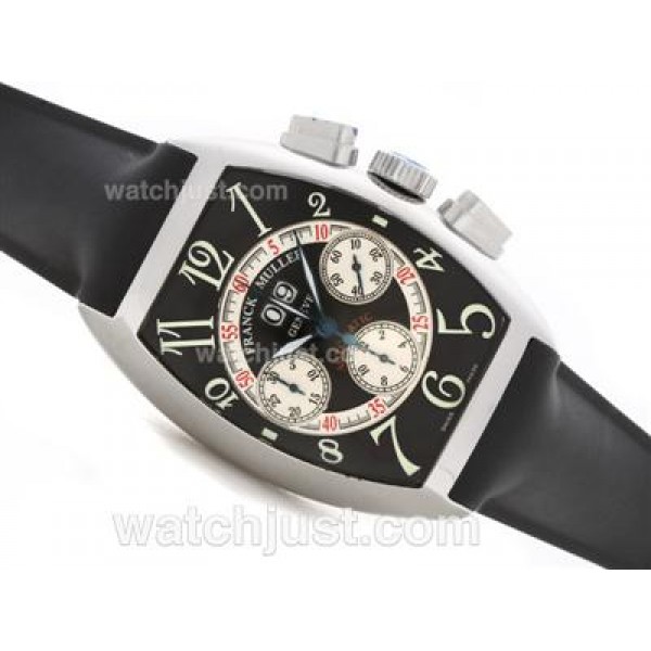 Franck Muller Casablanca Chronograph Swiss Valjoux 7750 Movement with Black Dial-Rubber Strap