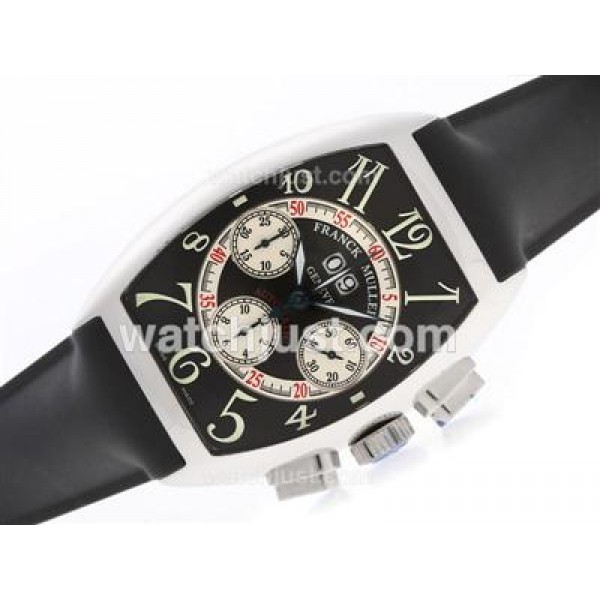 Franck Muller Casablanca Chronograph Swiss Valjoux 7750 Movement with Black Dial-Rubber Strap