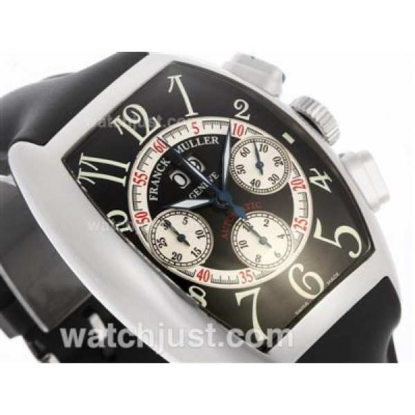 Franck Muller Casablanca Chronograph Swiss Valjoux 7750 Movement with Black Dial-Rubber Strap