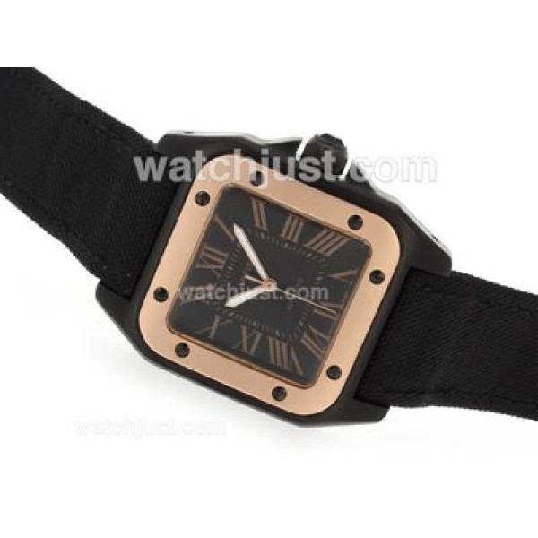 Cartier Santos 100 Automatic PVD Case with Nylon Strap
