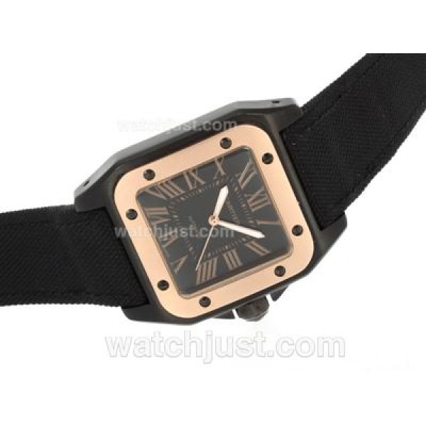 Cartier Santos 100 Automatic PVD Case with Nylon Strap
