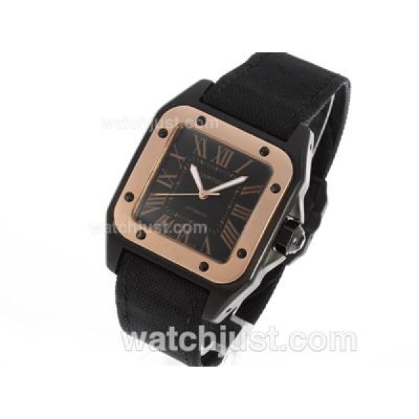 Cartier Santos 100 Automatic PVD Case with Nylon Strap