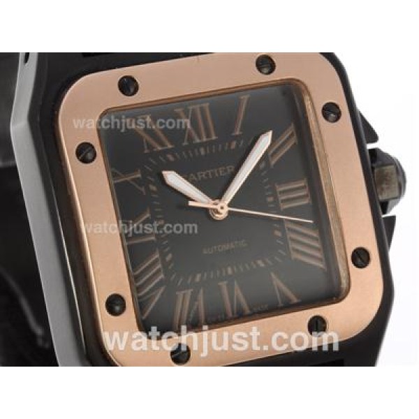 Cartier Santos 100 Automatic PVD Case with Nylon Strap
