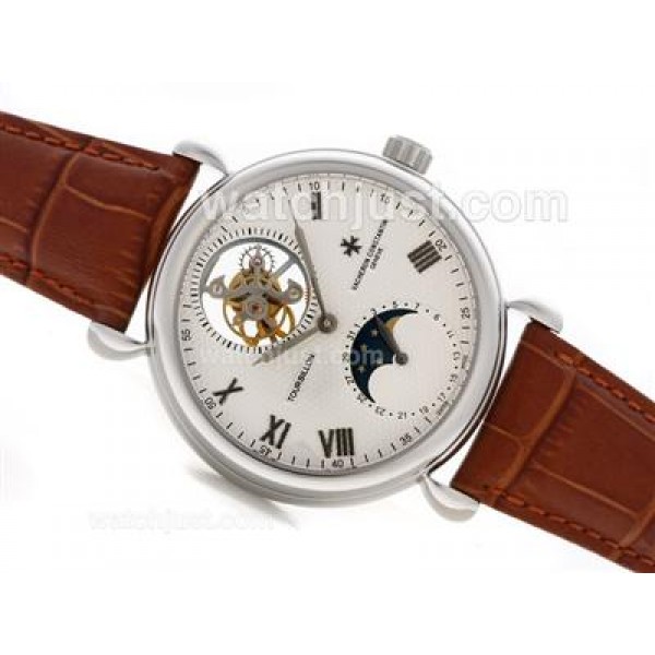 UK Perfect Replica Vacheron Constantin Tourbillon Manual Winding with White Dial Watches
