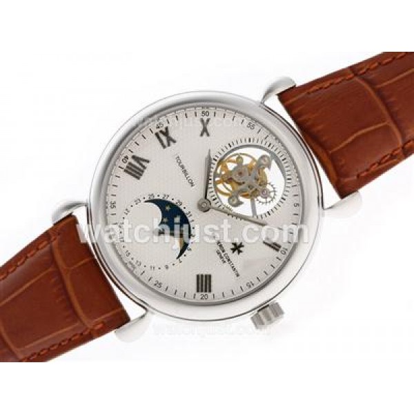 UK Perfect Replica Vacheron Constantin Tourbillon Manual Winding with White Dial Watches