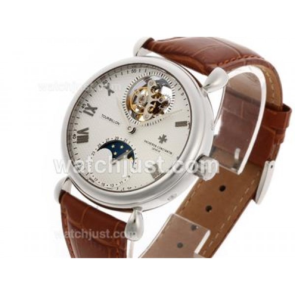 UK Perfect Replica Vacheron Constantin Tourbillon Manual Winding with White Dial Watches