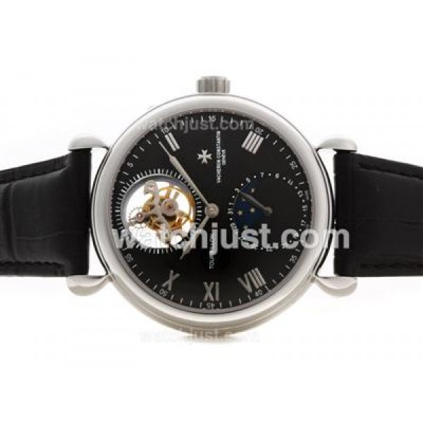 UK Swiss Made Replica Vacheron Constantin Tourbillon Manual Winding with Black Dial Watches