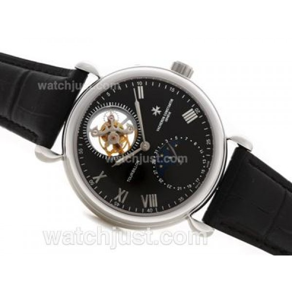 UK Swiss Made Replica Vacheron Constantin Tourbillon Manual Winding with Black Dial Watches