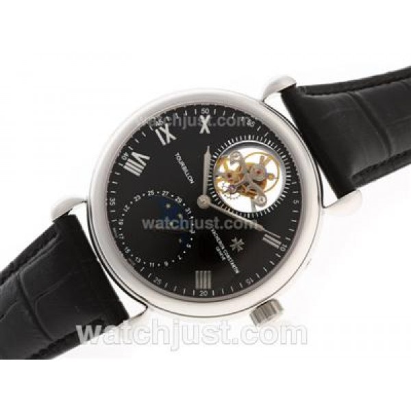UK Swiss Made Replica Vacheron Constantin Tourbillon Manual Winding with Black Dial Watches
