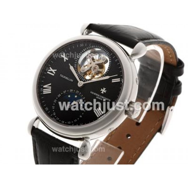 UK Swiss Made Replica Vacheron Constantin Tourbillon Manual Winding with Black Dial Watches