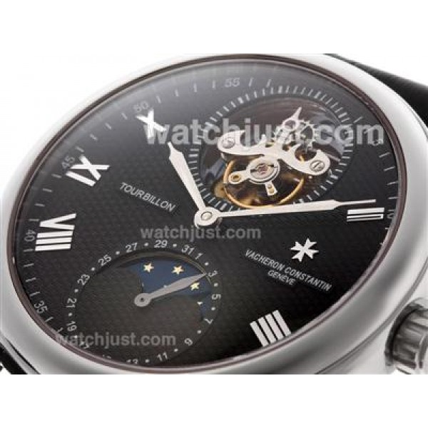 UK Swiss Made Replica Vacheron Constantin Tourbillon Manual Winding with Black Dial Watches