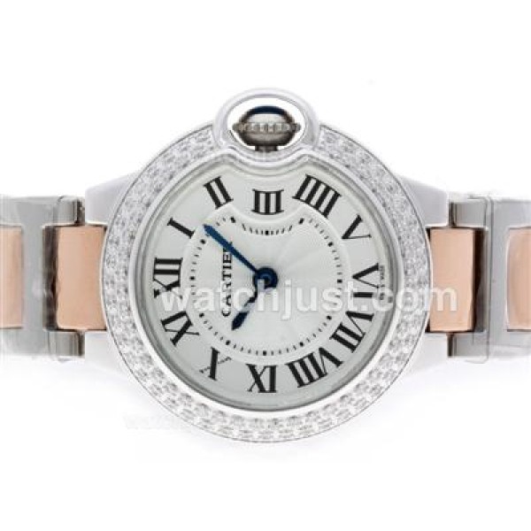 Cartier Ballon bleu de Cartier Two Tone Diamond Bezel With Sapphire Glass-Lady Size