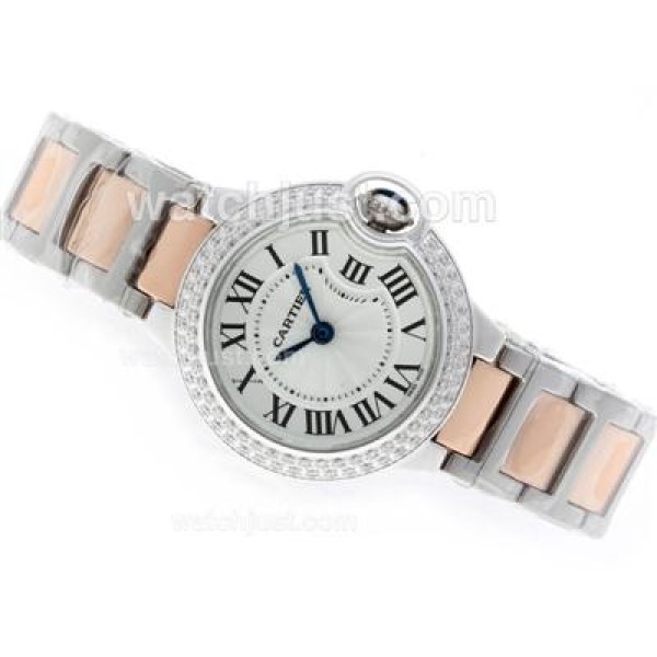 Cartier Ballon bleu de Cartier Two Tone Diamond Bezel With Sapphire Glass-Lady Size